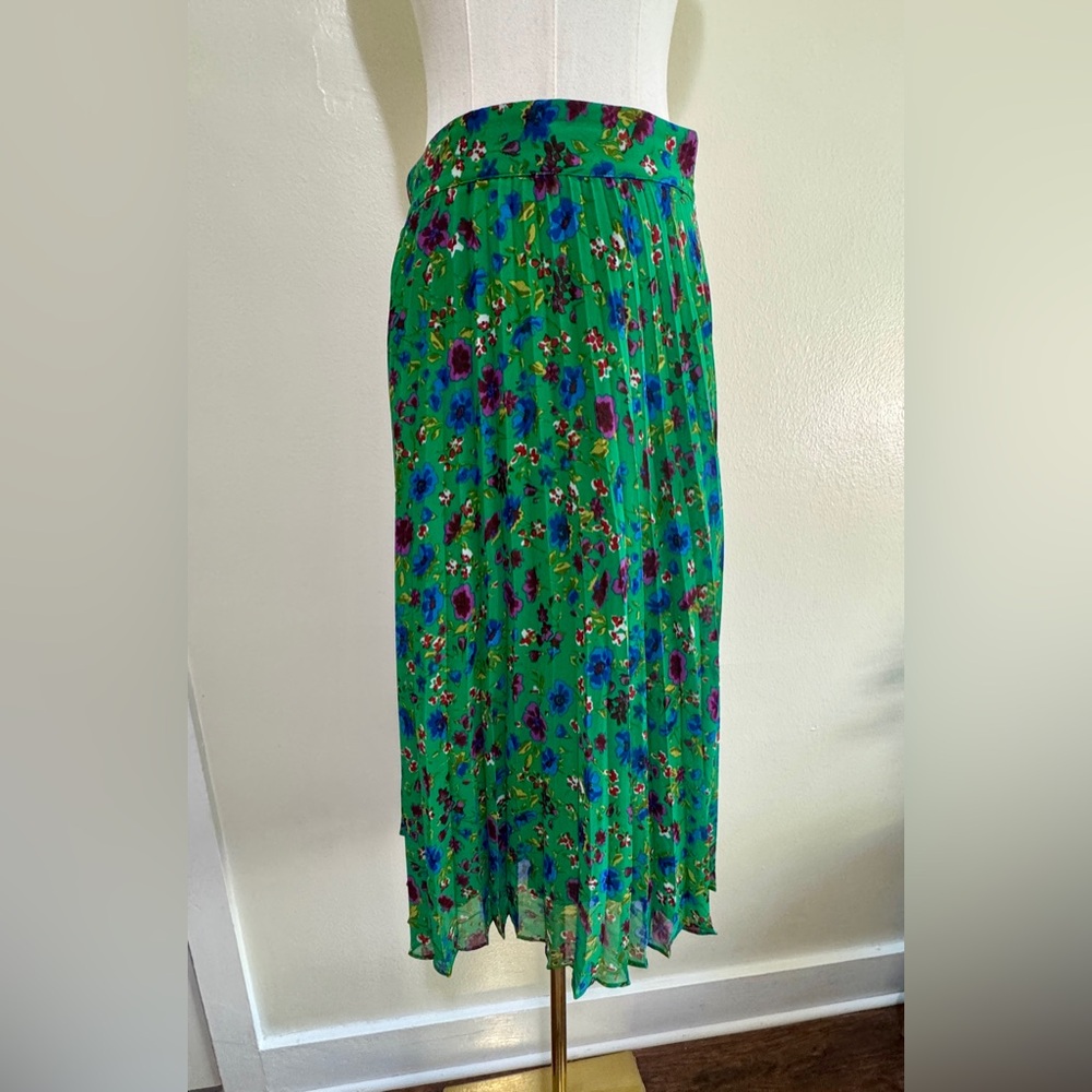 Sezane Green Floral Midi Skirt